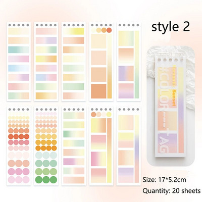 20 φύλλα ντεγκραντέ Έγχρωμη ετικέτα Ευρετήριο Αυτοκόλλητα Φοιτητής Εγγράψιμο Αυτοκόλλητο Ταξινόμησης Σελιδοδείκτες Υπόμνημα Υπόμνημα Χαρτικά