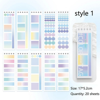 20 φύλλα ντεγκραντέ Έγχρωμη ετικέτα Ευρετήριο Αυτοκόλλητα Φοιτητής Εγγράψιμο Αυτοκόλλητο Ταξινόμησης Σελιδοδείκτες Υπόμνημα Υπόμνημα Χαρτικά