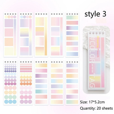20 φύλλα ντεγκραντέ Έγχρωμη ετικέτα Ευρετήριο Αυτοκόλλητα Φοιτητής Εγγράψιμο Αυτοκόλλητο Ταξινόμησης Σελιδοδείκτες Υπόμνημα Υπόμνημα Χαρτικά