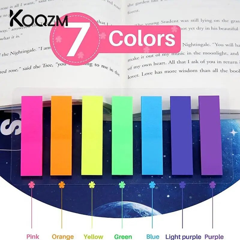 140 φύλλα Αυτοκόλλητες σημειώσεις Σημαίες 7 καρτέλες χρώματος Ευρετήριο Σημαία Φωτεινό χρώμα Αυτοκόλλητα ευρετηρίου σελίδας Ημιδιαφανής δείκτης σελίδας για σελιδοδείκτης σελίδας