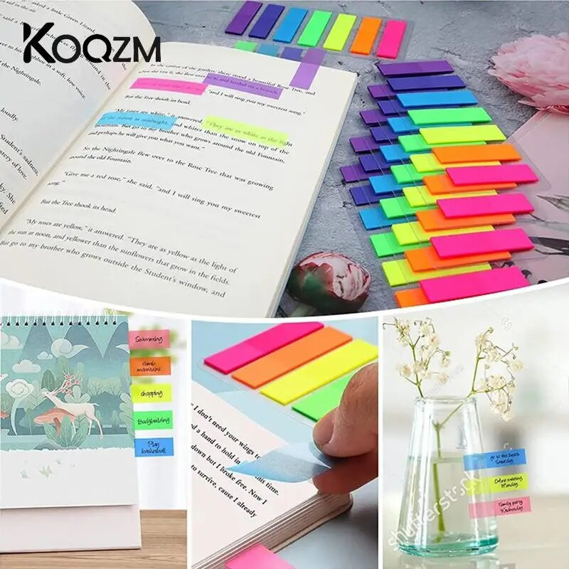 140 φύλλα Αυτοκόλλητες σημειώσεις Σημαίες 7 καρτέλες χρώματος Ευρετήριο Σημαία Φωτεινό χρώμα Αυτοκόλλητα ευρετηρίου σελίδας Ημιδιαφανής δείκτης σελίδας για σελιδοδείκτης σελίδας