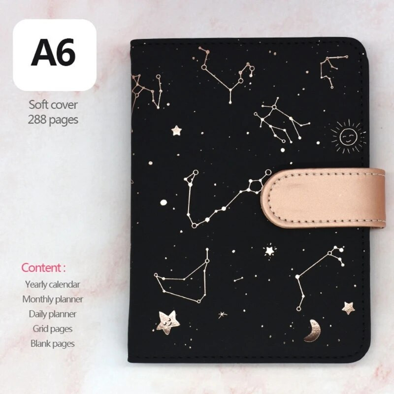 Σημειωματάριο Constellation Weekly Planner Diary Notebooks Ημερήσια μηνιαία ημερήσια διάταξη χρονοδιαγράμματα Σχολικά είδη A6 Planner Book K1KF