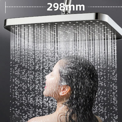 Монтирана на тавана душ глава с високо налягане, голям поток, ABS, дъждовна глава, квадратна, черен, сребърен душ, аксесоари за баня
