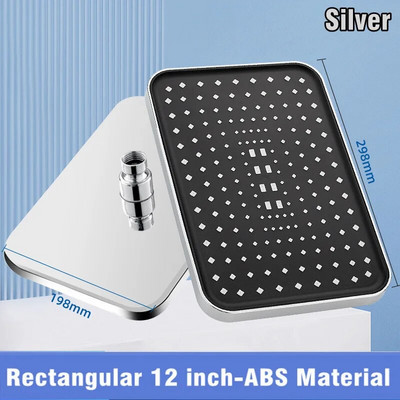 Cap de duș montat pe tavan, de înaltă presiune, debit mare, cap de duș cu efect de ploaie, pătrat, negru argintiu, accesorii pentru baie