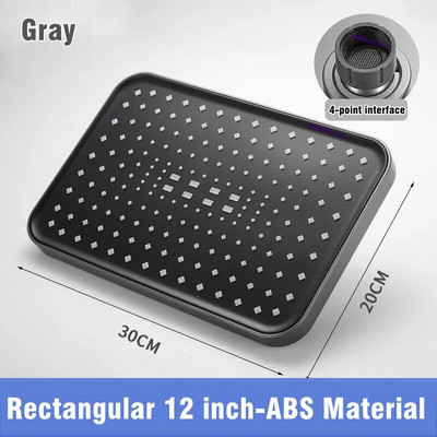 Cap de duș montat pe tavan, de înaltă presiune, debit mare, cap de duș cu efect de ploaie, pătrat, negru argintiu, accesorii pentru baie