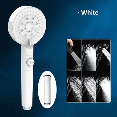 Zloog 5 σετ ντουζιέρας μπάνιου Κουμπί διακοπής Μαύρο Κεφαλή ντους υψηλής πίεσης Φίλτρο εξοικονόμησης νερού Κεφαλή ντους Αξεσουάρ μπάνιου