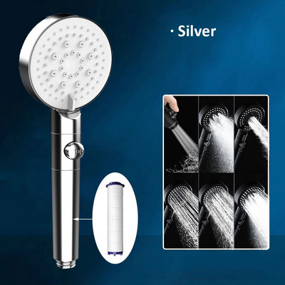 Zloog 5 σετ ντουζιέρας μπάνιου Κουμπί διακοπής Μαύρο Κεφαλή ντους υψηλής πίεσης Φίλτρο εξοικονόμησης νερού Κεφαλή ντους Αξεσουάρ μπάνιου