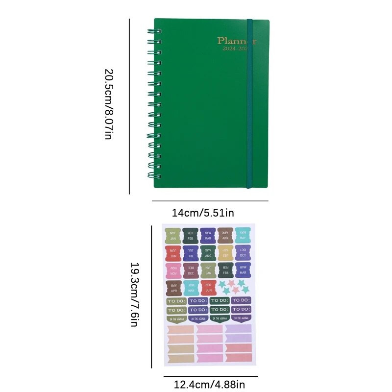 18-mesačný týždenný kalendár, zápisník A5, anglický, cievkový zošit, zákazkový prevrátený špirálový opasok, mesačný zápisník, kancelárske potreby