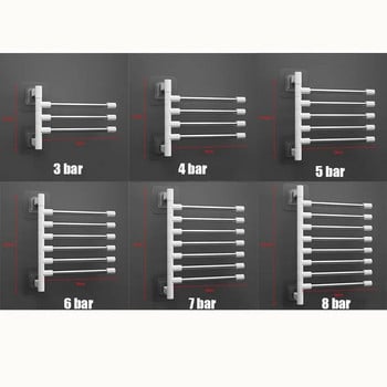Въртящи се въртящи се рамена Поставка за кърпи Скоба за стена за баня Спестете място Алуминиева закачалка за кърпи с 3-8 бара Органайзер