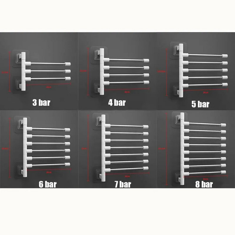 Pööratavad kiiged käterätikuivatid Vannituba Köök Seinale kinnitatav kronstein Ruumi säästmine 3-8 baari alumiiniumist käterätikuivati korraldaja