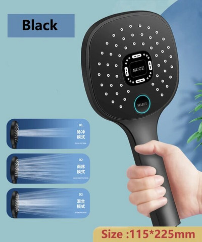 Nauja didelė skydinė lietaus dušo galvutė aukšto slėgio vandenį taupanti didelė vandens išeiga Trijų režimų reguliuojami vonios kambario priedai