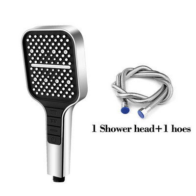 ΝΕΑ SquarBlack κεφαλή ντους Ρυθμιζόμενη βρύση ντους 7 λειτουργιών Μεγάλο πάνελ ροής βροχής δέρμα ABS Αξεσουάρ μπάνιου ντους χειρός