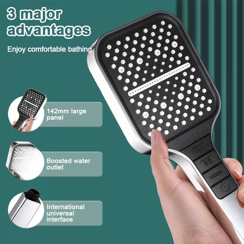 Κεφαλή ντους υψηλής πίεσης 7 Λειτουργίες Βροχόπτωση Εξοικονόμηση νερού Ακροφύσιο ψεκασμού ντους χειρός Μασάζ νερού για αξεσουάρ μπάνιου