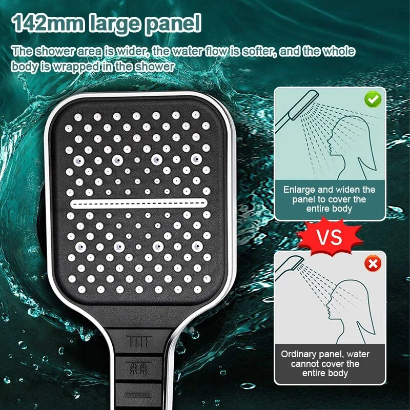 Κεφαλή ντους υψηλής πίεσης 7 Λειτουργίες Βροχόπτωση Εξοικονόμηση νερού Ακροφύσιο ψεκασμού ντους χειρός Μασάζ νερού για αξεσουάρ μπάνιου