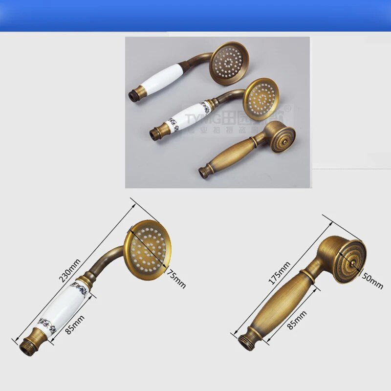 Messingist antiikne vannitoa käeshoitav dušisegisti käsidušiotsik vannitoa jaoks