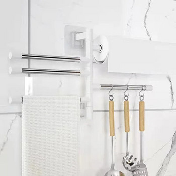Περιστρεφόμενες κρεμάστρες για πετσέτες 180 μοιρών Περιστροφή 180 μοιρών Μπάρα για πετσέτες από ανοξείδωτο ατσάλι Στήριγμα για πετσέτες τοίχου 2/6 βραχίονες για μπάνιο κουζίνας