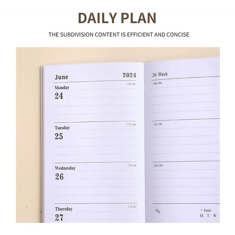 Σημειωματάριο A6 Planner Purple Ιαν. 2024 - Δεκ. 2024, Daily Hourly Planner 2024, Premium Paper (Μωβ)