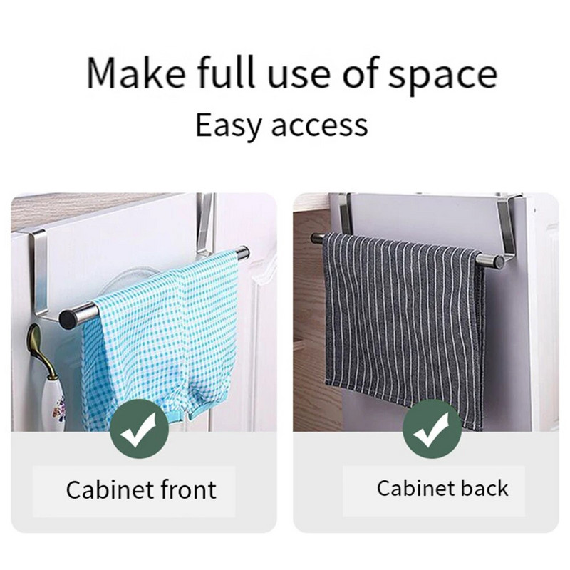 Πρακτική κρεμαστή θήκη για πετσέτες από ανοξείδωτο χάλυβα πάνω από την πόρτα Μπαρ πετσετών Μπάνιο Ντουλάπα κουζίνας Κρεμάστρα για πετσέτες Αξεσουάρ σπιτιού