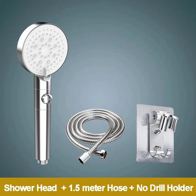 ZhangJi 2022 Νέα κεφαλή ντους 5 λειτουργιών με κουμπί Stop 10 cm Μεγάλο πάνελ τρύπα τζελ σιλικόνης Ψεκαστήρας ακροφυσίου μπάνιου εύκολου καθαρισμού