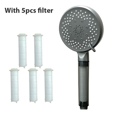 5 režiimi suur paneel, vett säästev dušipea, reguleeritav kõrgsurvega veemassaažiga dušipea koos filtriga vannituppa