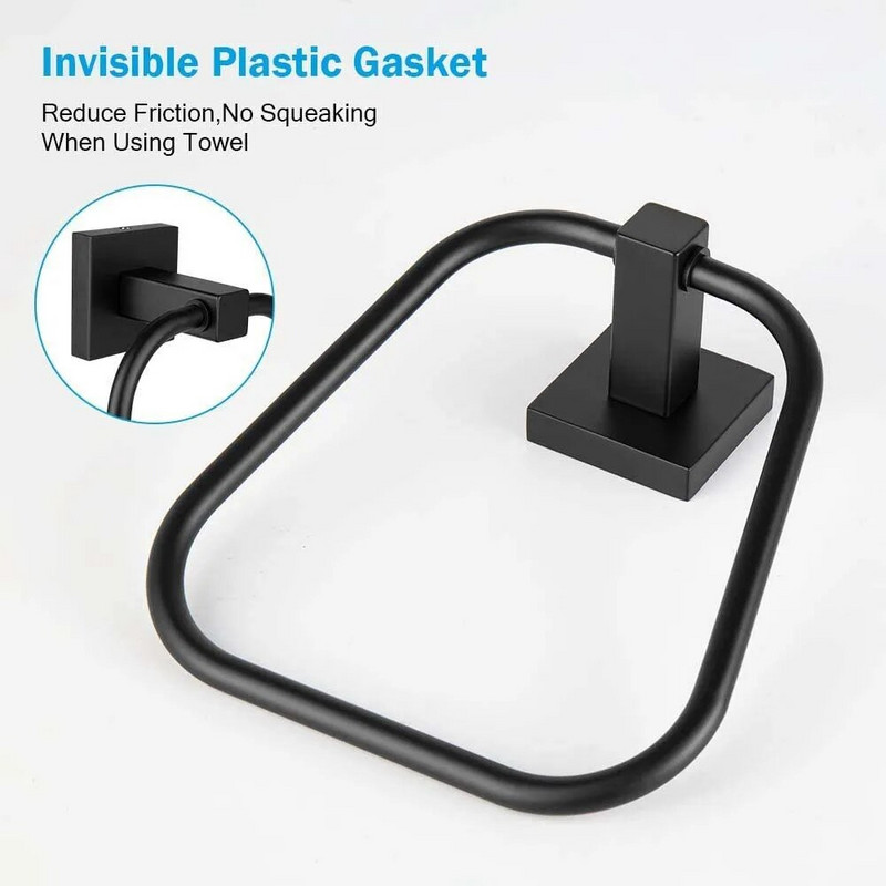 Νέο μαύρο δαχτυλίδι για πετσέτες από ανοξείδωτο ατσάλι Nordic τετράγωνο δαχτυλίδι για πετσέτες Δαχτυλίδι για πετσέτες σκουπίζοντας πετσέτα τετράγωνο δαχτυλίδι 2023