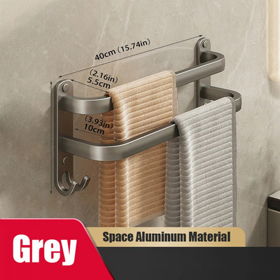 Μπάρα πετσετών αλουμινίου, Σχάρα για πετσέτες μπάνιου, θήκη για πετσέτες τοίχου με γάντζο, κρεμάστρα για πετσέτες μπάνιου, αξεσουάρ μπάνιου