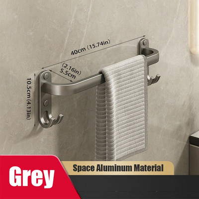 Μπάρα πετσετών αλουμινίου, Σχάρα για πετσέτες μπάνιου, θήκη για πετσέτες τοίχου με γάντζο, κρεμάστρα για πετσέτες μπάνιου, αξεσουάρ μπάνιου