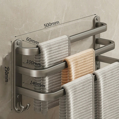 Μπάρα πετσετών αλουμινίου, Σχάρα για πετσέτες μπάνιου, θήκη για πετσέτες τοίχου με γάντζο, κρεμάστρα για πετσέτες μπάνιου, αξεσουάρ μπάνιου