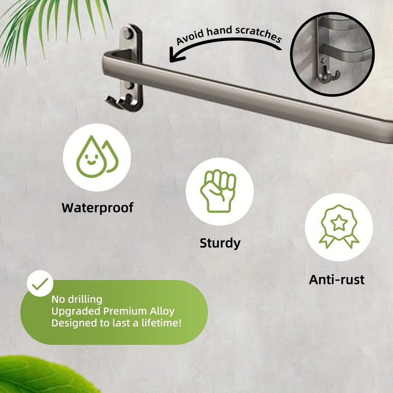 Μπάρα πετσετών αλουμινίου, Σχάρα για πετσέτες μπάνιου, θήκη για πετσέτες τοίχου με γάντζο, κρεμάστρα για πετσέτες μπάνιου, αξεσουάρ μπάνιου