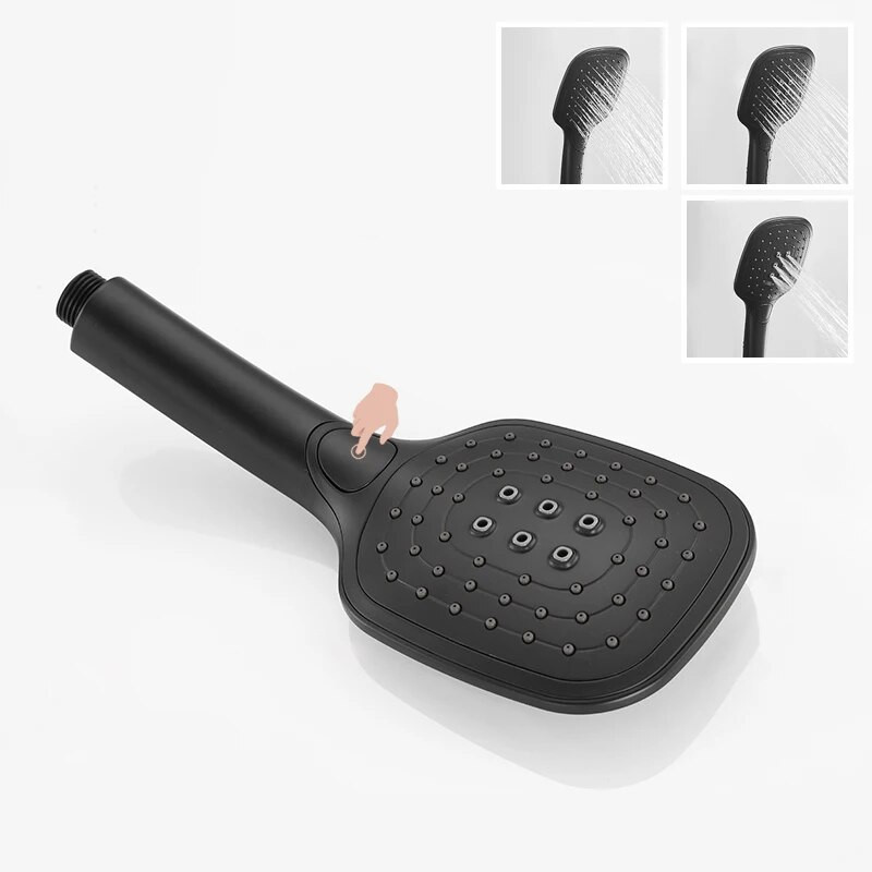 Μαύρο ματ πολλαπλών λειτουργιών Χειροκίνητη κεφαλή ντους Επιτοίχια ντουζιέρα με λάστιχο 150 CM και ρυθμιζόμενο στήριγμα ντουζιέρας