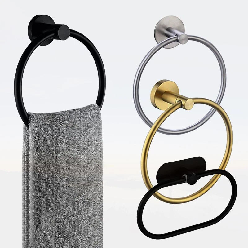 Držiak na uteráky z nehrdzavejúcej ocele, samolepiaci, kúpeľňový, nástenný, držiak na uteráky, zlatý vešiak na uteráky