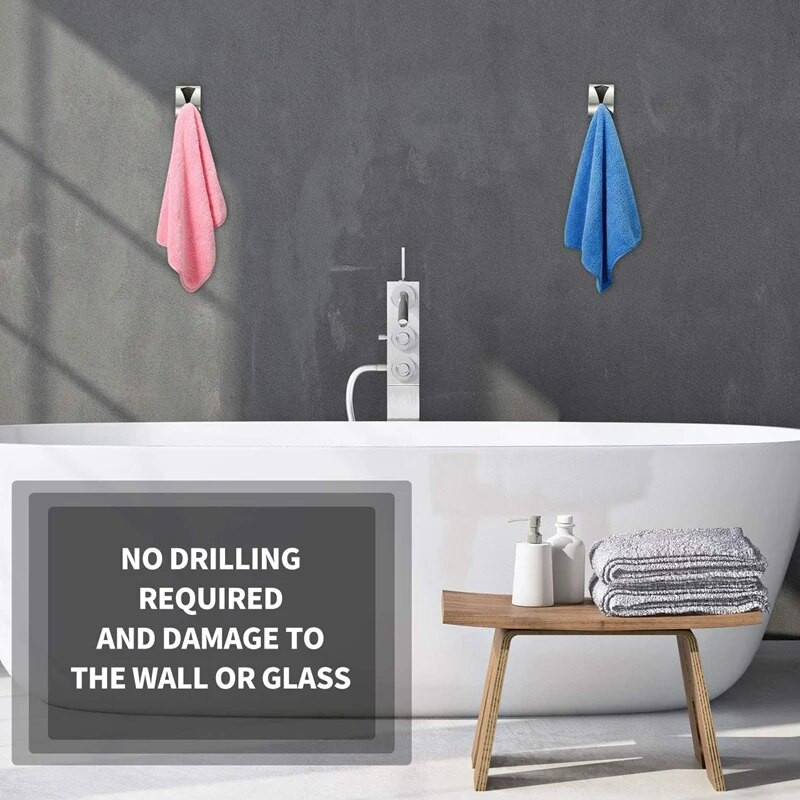 4 dalių lipnus rankšluosčių kabliuko laikiklio griebtuvas, nerūdijančio plieno virtuvinio rankšluosčio kablio sieninis laikiklis, nesigręžiantis