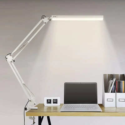 Επιτραπέζιο φωτιστικό γραφείου LED Eye-Caring Ρυθμιζόμενο επιτραπέζιο φωτιστικό βραχίονα με σφιγκτήρα φώτα ανάγνωσης νυχτερινό φως για εργασία εργασίας ανάγνωσης μελέτης/Offi