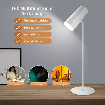 LED настолна лампа за учене Защита на очите USB сензорно затъмняване Светлина за четене Фенерче Спалня Нощен декор Снимка Залез Настолни лампи
