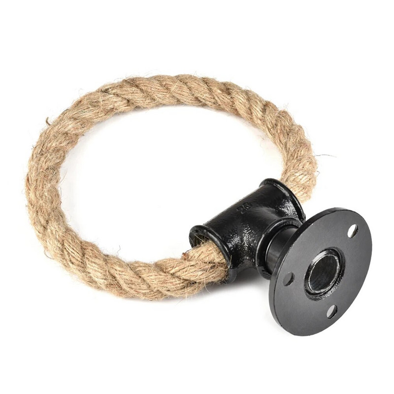 Δαχτυλίδι για πετσέτες από σχοινί Βάση τοίχου Δαχτυλίδια για πετσέτες βαρέως τύπου Στήριγμα για πετσέτες μπάνιου, ανθεκτικό στη σκουριά, φυσική ρουστίκ διακόσμηση με σχοινί