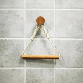 Държач за дървени хартиени кърпи за баня Монтиран на стена триъгълен държач за кърпи за тоалетна