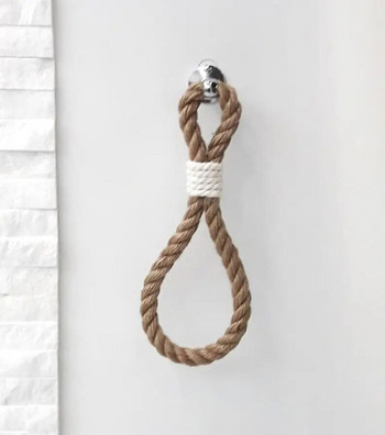 Винтидж, ръчно изработено конопено въже, тъкан хавлиен пръстен, стойка за кърпи Европейска стойка за кърпи за баня Хардуер за баня