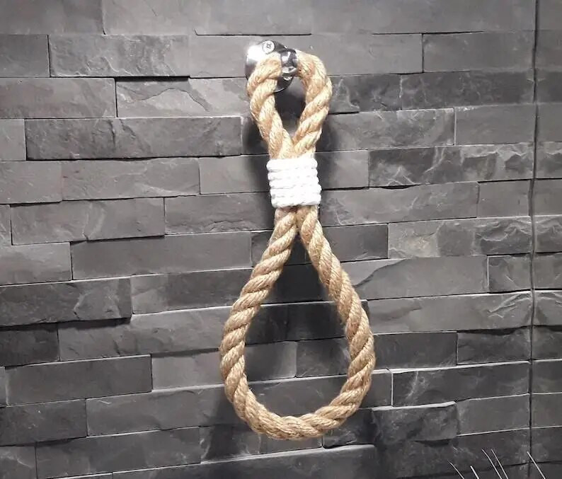 Vintage χειροποίητο σχοινί κάνναβης, υφαντό σχοινί κάνναβης για πετσέτες, δαχτυλίδια, κρεμάστρα για πετσέτες μπάνιου, Εξοπλισμός μπάνιου