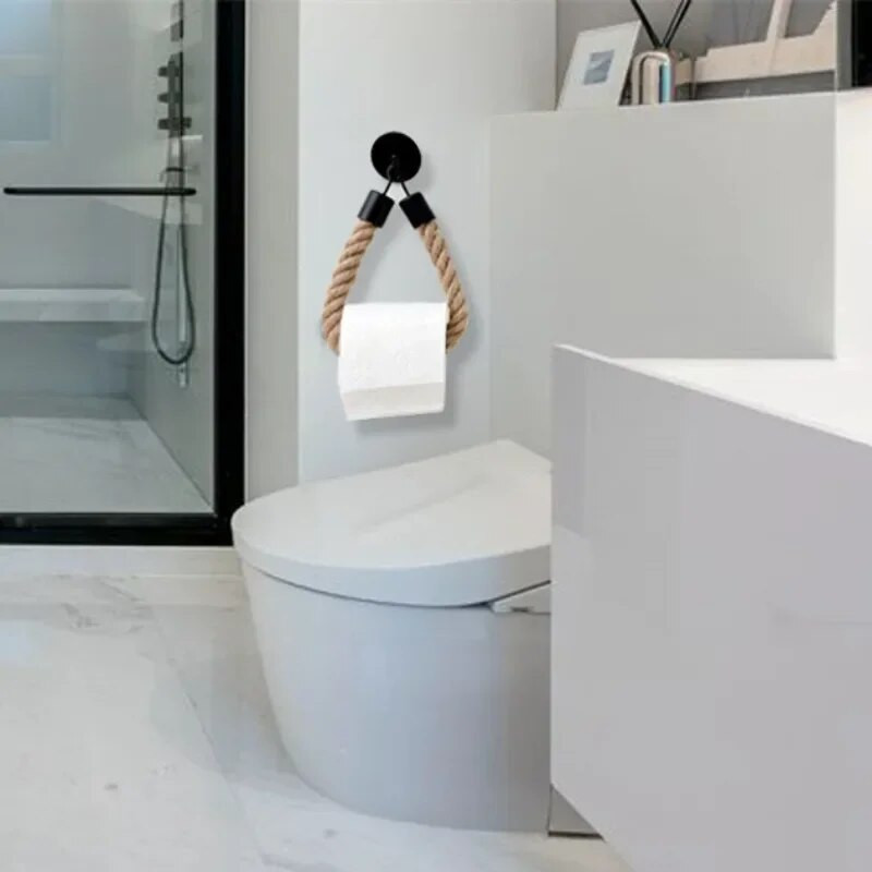 Βάση ρολού τουαλέτας Ρετρό Κουζίνα Επιτοίχια Ρολό Χαρτί από γιούτα Βάση σχοινιού Ράφι Διακόσμηση μπάνιου