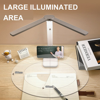 LED настолна лампа USB акумулаторна настолна лампа 3 нива Димируемо сензорно настолно осветление Защита на очите Сгъваема за настолна лампа в спалнята