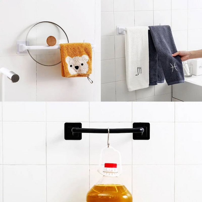 Αυτοκόλλητη επιτοίχια μπάρα πετσετών μπάνιου Βάση ράφι ράφι μπάνιου Τουαλέτα πετσέτα κουζίνας Βάση πανιών κουζίνας Μονή ράβδος αποθήκευσης