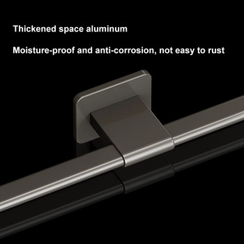 VILOYI Самозалепваща се закачалка за кърпи за баня Space Алуминиева черна единична стойка за кухненски кърпи Водоустойчива лента за съхранение на стена
