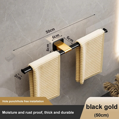 VILOYI isekleepuv vannitoarätikuriide, alumiiniumist must ühekordne köögirätikuriiul veekindel seinale kinnitatav hoiulatt