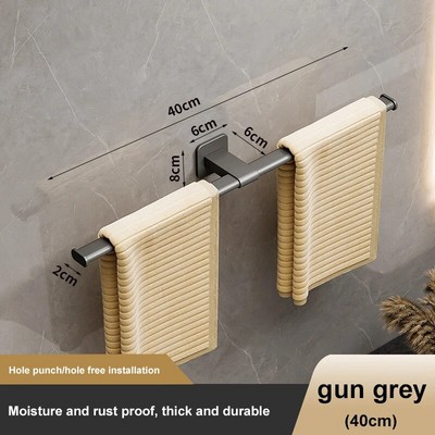 VILOYI isekleepuv vannitoarätikuriide, alumiiniumist must ühekordne köögirätikuriiul veekindel seinale kinnitatav hoiulatt