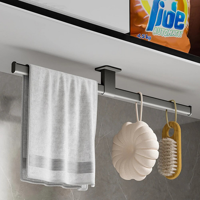 VILOYI isekleepuv vannitoarätikuriide, alumiiniumist must ühekordne köögirätikuriiul veekindel seinale kinnitatav hoiulatt