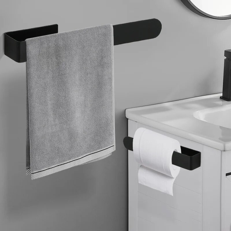Δαχτυλίδι για πετσέτες χεριών Αυτοκόλλητη θήκη για πετσέτες μπάνιου κουζίνας Μπάρα θήκης για πετσέτες χειρός Μπάρα στον τοίχο χωρίς σχάρα για πετσέτες τρυπήματος