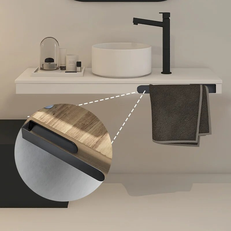 Δαχτυλίδι για πετσέτες χεριών Αυτοκόλλητη θήκη για πετσέτες μπάνιου κουζίνας Μπάρα θήκης για πετσέτες χειρός Μπάρα στον τοίχο χωρίς σχάρα για πετσέτες τρυπήματος