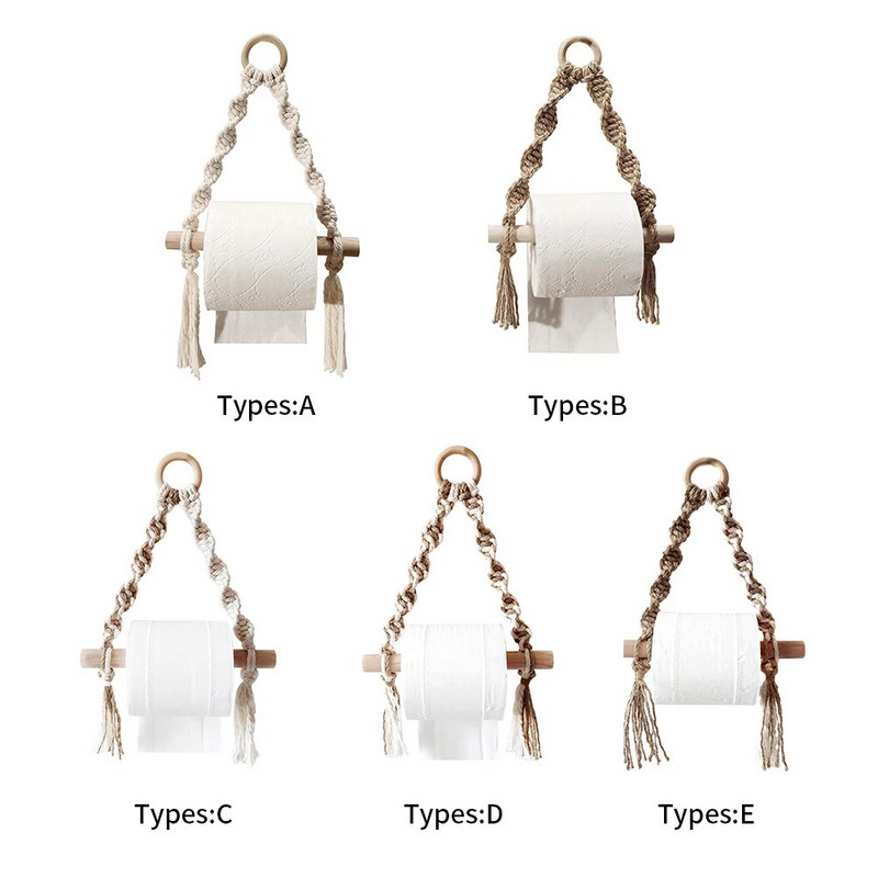 Hotelski vintage organizator za kupaonicu Viseće uže Nordijsko ručno tkano držač za goblene Macrame Držač za ručnik za toaletni papir