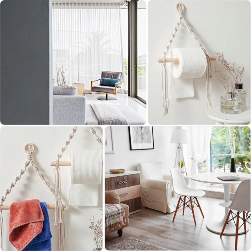 MIMIABU Bohémsky držiak na toaletný papier, držiak na utierky, makramé, držiak na papierové vreckovky do kúpeľne, kuchyne, nástenné držiaky na rolky papiera