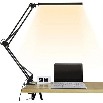 Επιτραπέζιο φωτιστικό LED με κλιπ, Φωτιστικό γραφείου με φροντίδα ματιών, φως γραφείου με ρυθμιζόμενη φωτεινότητα 3 λειτουργίες φωτισμού, 10 φωτεινότητα